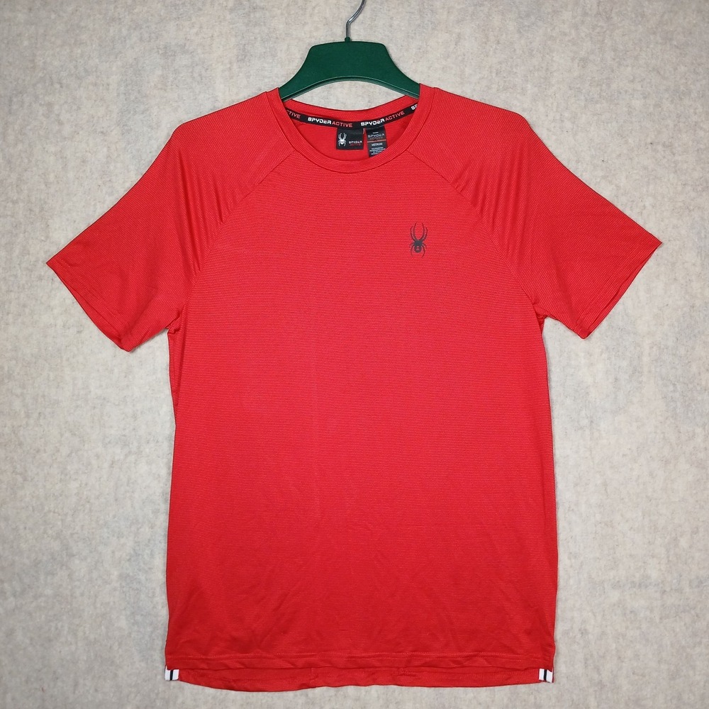 Spyder Active Shirt Men's Medium Red Logo Short Sleeve Stretch ProWEB